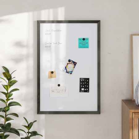 Flash Furniture Bristol 24x36 Wall Mount White Board w/Included Dry Erase Marker, 4 Magnets, and Eraser, Black HGWA-WHITE-24X36-BLK-GG